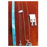 MDC144 Silver Snake Chain, Pendants & Earrings