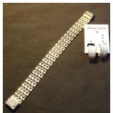 MDC153 Silver Clip-On Earrings and Tonic Link Bracelet