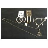 MDC165 India Silver Charm Bracelet, Earrings and Necklace