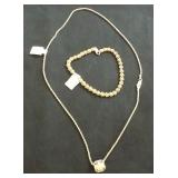MDC190 Beautiful Silver Plumeria Bracelet & Twisted Chain Necklace