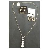 MDC191 Dainty Silver Pendants and Earrings