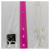 MDC194 Filigree Heart Charms Necklace and Earrings