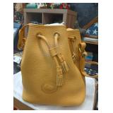 CIP010 Dooney & Bourke Pebble Leather Pebble Grain Yellow Drawstring Purse 