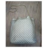 CIP037 Ganson grey purse with gold chain strap 