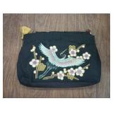 CIP038 2 JAPANESE STYLE CLUTCHES WITH CRANE DESIGN AND CHERRY BLOSSUMS AND 2 CLUTCHES WITH ROSE DESI