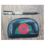 CIP062 - Pierre Pacha Italy Blue Leather Rose Design Wallet 