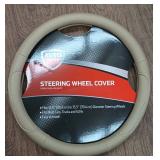CIP067 - NEW Auto Drive Steering Wheel Cover Tan Faux Leather 