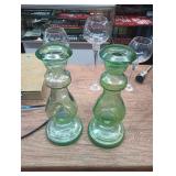 CIP074 - Green Tinted Glass Vases roughly 16 in. x 6 in. 