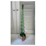 AAT009- Vintage Chianti Twisted Green Glass Bottle