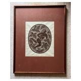 AAT017- Koa Framed Dietrich Varez Block Print Titled Kukuni 