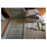 AAT030-Extra Fluffy Twin Sized Pillow Topper, Collection Of Pillows Complete With Set Of Sheets