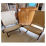 AAT034-Beautiful Pair Of Vintage Hans Wegner Style Folding Rope Chairs