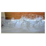 AAT051-Rare Vintage Large Embossed Grape And Foliage Cut Glass Punchbowl Set