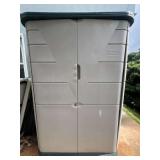 AAT072- Rubber Maid Outdoor Storage Unit With Mystery Lot Items