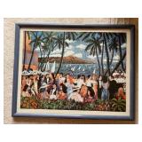 AAT102- Framed Guy Buffet Print Titled Gala Evening At Royal Hawaiian 