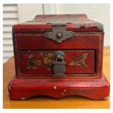 AAT116- Wooden Asian Flip Up Travel Jewelry Box 