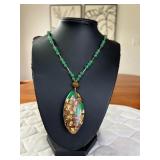 PTH012- Genuine Myrna Lee Chang Green Adventurine Bead Necklace