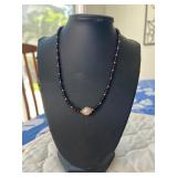 PTH068- Elegant Myrna Lee Chang Garnet & Freshwater Pearl Necklace 