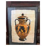 PTH301 - Framed Original Painting On Papyrus Anfore Attica