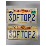 PTH356- (2) California License Plates 