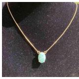 PTH365 Genuine Amazonite Goldtone Necklace 