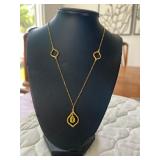 PTH385- Gold Toned Necklace With Pear Shape Pendant
