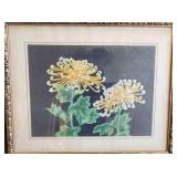 PTH394 - Framed Embroidered Chrysanthemums