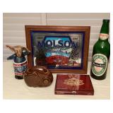 MCS026 Brewery Sign, Collectible Liquor Bottles, Giant Heineken Beer Bottle & Wooden Cigar Box
