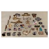 MCS052 Costume Jewelry Brooches, Pins, Single Cufflinks & Tie Clips