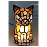 MCS080 Tiffany Style Slag Glass Cat Table Lamp New
