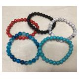 MCS104 Five Polished Stone Bead Bracelets New