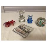 MCS161 Art Glass Paperweights & Trinket Dish