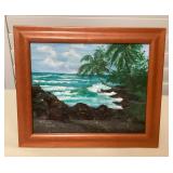 MCS195 Koa Framed Original Scenic Seascape Painting By Betty White