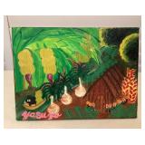 MCS200 Original Tropical Painting On Stretched Canvas