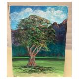 MCS204 Original Painting Of Flowering Tree At Kapiolani Park