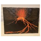 MCS209 Original Scenic Painting On Canvas Of An Erupting Volcano