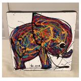 MCS243 Original Painting On Canvas Of Colorful Elephant