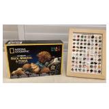 MCS283 Rock, Mineral & Fossil Kit & Framed Natural Gem Display 