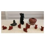 MCS284 Native Ocarina Whistles, Pueblo Pottery & Carved Stone Totem