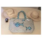 MCS287 Vera Bradley Beach Tote & Two Woven Floppy Hats