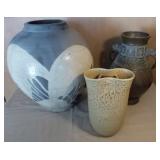 AHC054 Hand Thrown Pottery & Metal Vases