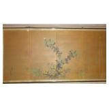 AHC083 Vintage 71" x 36" Hand painted Silk Four Panel Screen