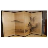 AHC108 Four Panel Hand painted Silk Folding Screen #1