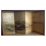 AHC109 Four Panel Hand Painted Silk Folding Screen #2