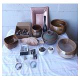 AHC261 Wood Bowls, Polished Stones & Costume Jewelry