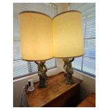 BEE026-Pair Of Vintage Classical Cherub Table Lamps