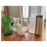 BEE033- Assorted Glass Vases & Bees Wax Candles