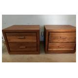 BEE059-Pair Of Light Brown 2 Drawer Wooden Nightstands