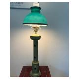 BEE121- Vintage Green Glass Portable Table Lamp 
