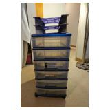 BEE141-IRIS Plastic 6 Drawer Rolling Organizer W/Letter Tray